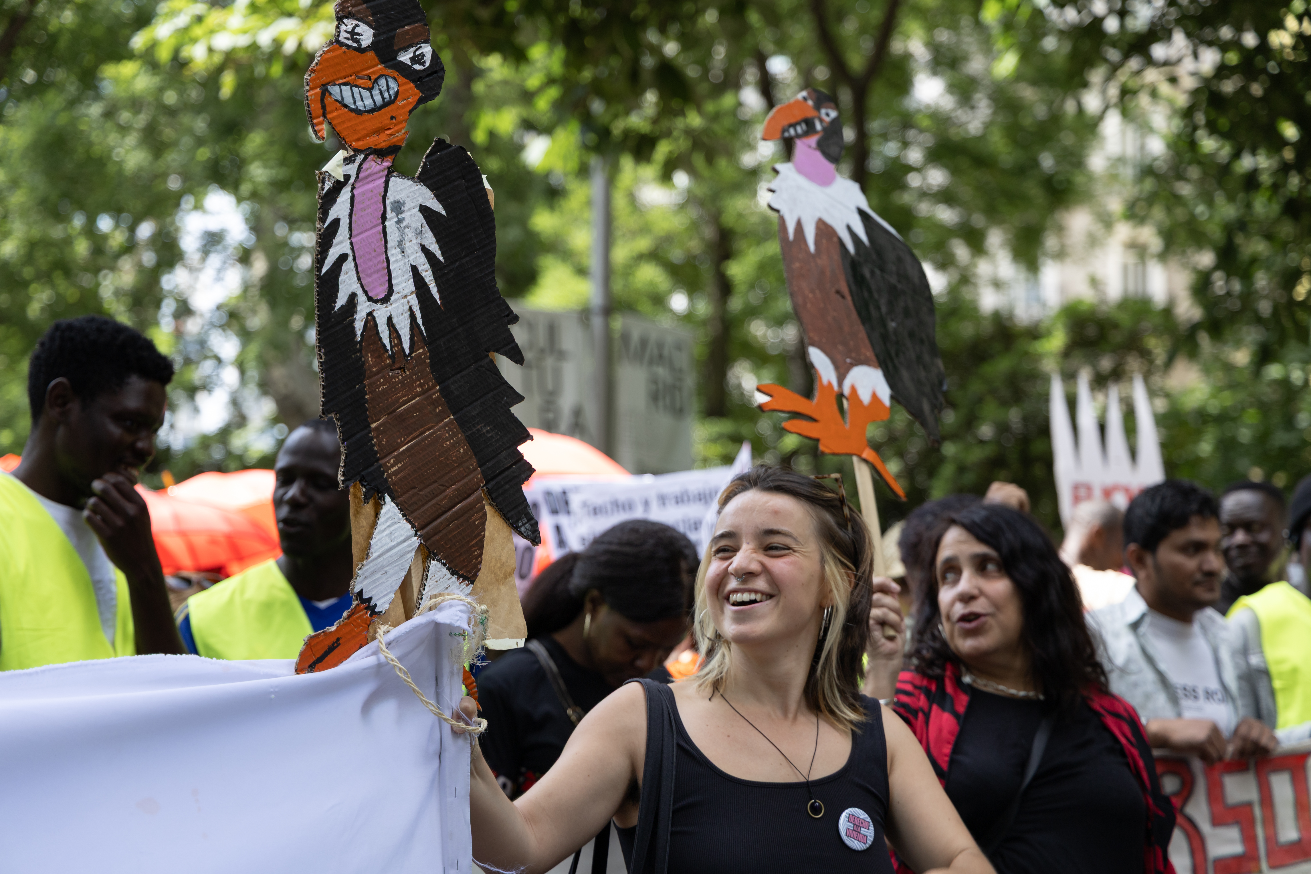 Demonstrators marching in Madrid demanding action on the housing crisis