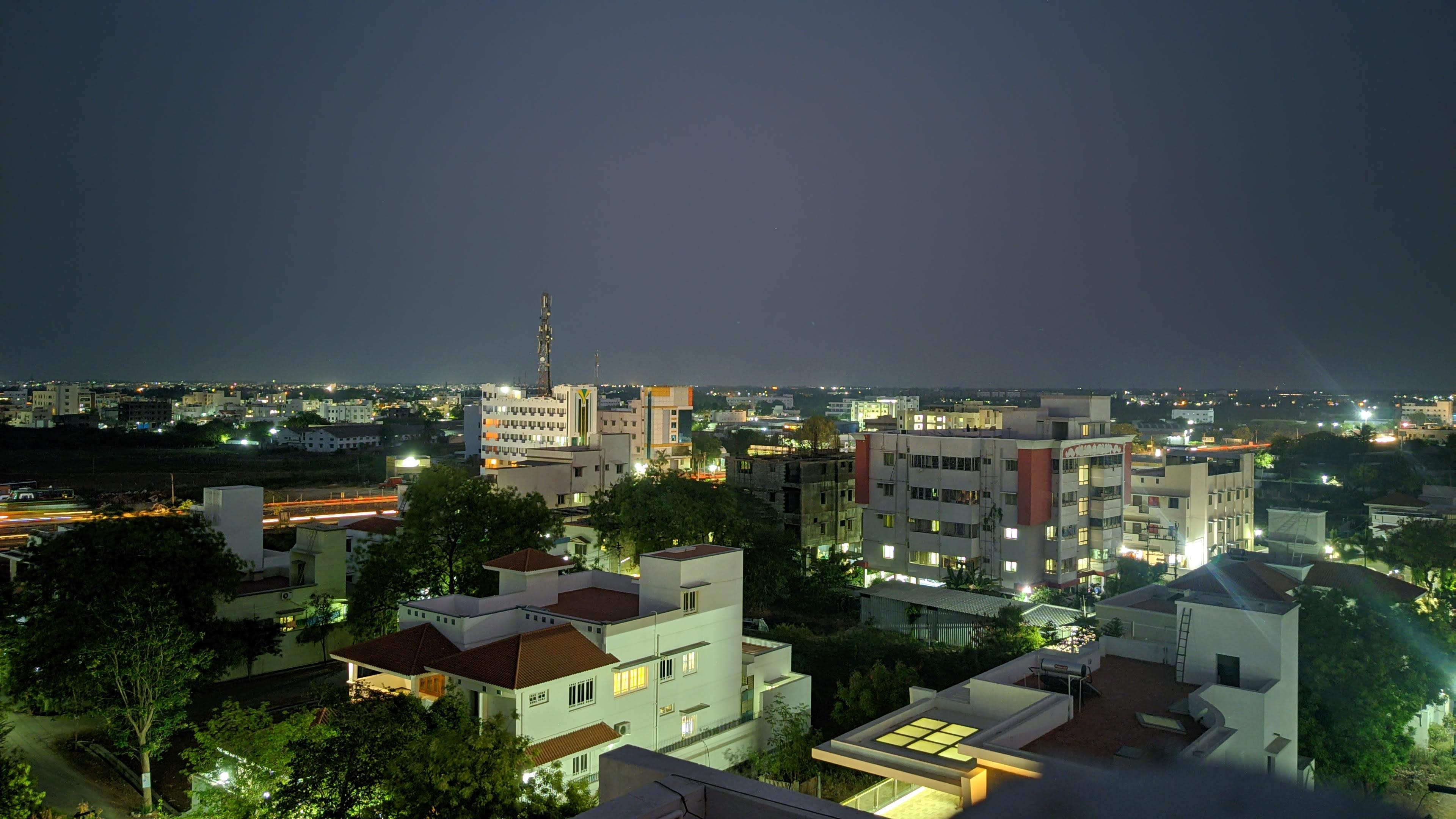 Night cityscape of Karur, Tamil Nadu